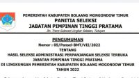 Pansel JPT Pratama Umumkan Hasil Seleksi Administrator