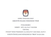 KPU Boltim Resmi Umumkan Jadwal Pendaftaran Paslon Bupati dan Wakil Bupati Tahun 2024